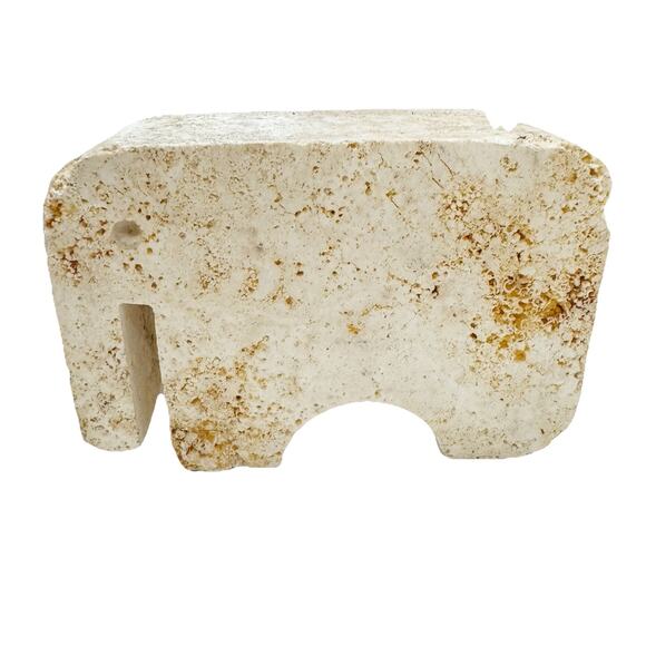 Enzo Mari Fratelli Manelli Travertine Modernist Elephant Bookend Paperweight - Picture 1 of 10